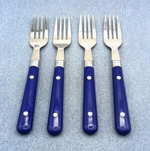 Set of 4 Washington Forge Mardi Gras Blue Dinner Salad Forks